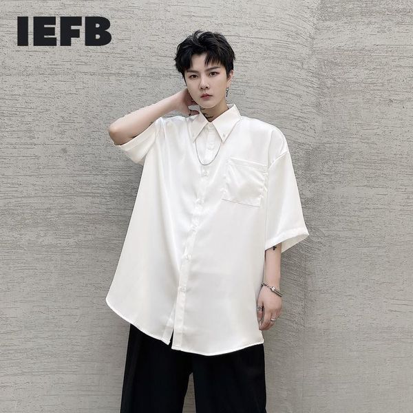 men's casual shirts iefb 2021 summer solid color metal pendant loose short sleeve shirt vintage clothes black white lapel, White;black
men's casual shirts iefb 2021 summer solid color metal pendant loose short sleeve shirt vintage clothes black white lapel, White;black