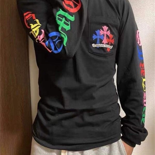 ch2021ss autumn winter new color cross letter slogan men's and women's long sleeve loose t-shirt, Black
ch2021ss autumn winter new color cross letter slogan men's and women's long sleeve loose t-shirt, Black