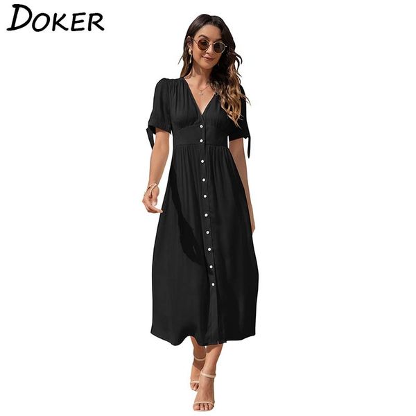 v-neck single breasted flying sleeve solid color mid-calf dress short sleeve high waist office ladies casual a-line dress 210423, Black;gray
v-neck single breasted flying sleeve solid color mid-calf dress short sleeve high waist office ladies casual a-line dress 210423, Black;gray