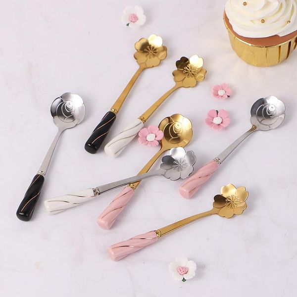 spoons tea coffee mixing spoon stainless steel with ceramic handle flower shape dessert kitchen tableware
spoons tea coffee mixing spoon stainless steel with ceramic handle flower shape dessert kitchen tableware