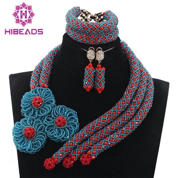 earrings & necklace chunky seed beads flowers exclusive red and teal wedding african jewelry sets crystal bridal abh254, Silver
earrings & necklace chunky seed beads flowers exclusive red and teal wedding african jewelry sets crystal bridal abh254, Silver