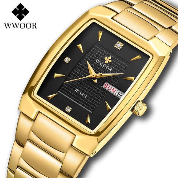 wristwatches wwoor men watches 2021 luxury gold black square quartz watch bracelet waterproof week date wrist relogio masculino, Slivery;brown
wristwatches wwoor men watches 2021 luxury gold black square quartz watch bracelet waterproof week date wrist relogio masculino, Slivery;brown