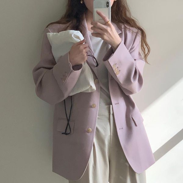 women's suits & blazers korean chic elegant autumn 2021 solid women simple loose casual all match suit coats office ladies fatos de mul, White;black
women's suits & blazers korean chic elegant autumn 2021 solid women simple loose casual all match suit coats office ladies fatos de mul, White;black