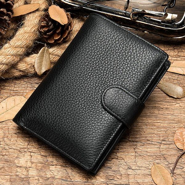 wallets leather wallet men with coin pocket mens genuine slim short male purse for man card 8610, Red;black