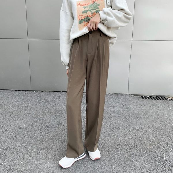 women's suits & blazers khaki pants spring and autumn 2021 loose straight casual high waist slim floor suit, White;black
women's suits & blazers khaki pants spring and autumn 2021 loose straight casual high waist slim floor suit, White;black