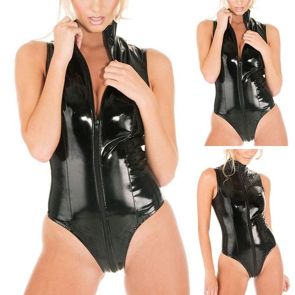 women's jumpsuits & rompers ladies faux leather sleeveless slim fit jumpsuit wet look zipper bodysuit, Black;white
women's jumpsuits & rompers ladies faux leather sleeveless slim fit jumpsuit wet look zipper bodysuit, Black;white