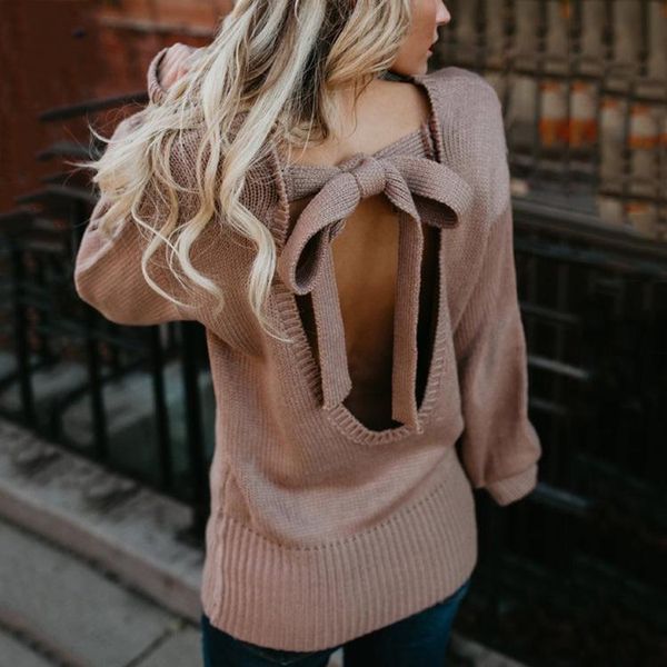 women's sweaters backless big bow woman sweater solid full lantern sleeve pullover female 2021 winter good quality, White;black
women's sweaters backless big bow woman sweater solid full lantern sleeve pullover female 2021 winter good quality, White;black