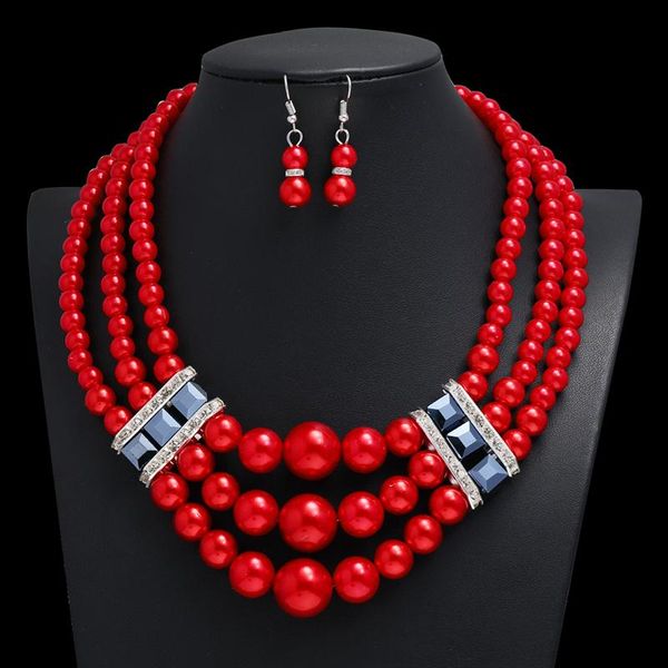 earrings & necklace handmade multi layer pearl set bridal accessories bohemian bib beads collar nigerian wedding jewelry, Silver
earrings & necklace handmade multi layer pearl set bridal accessories bohemian bib beads collar nigerian wedding jewelry, Silver