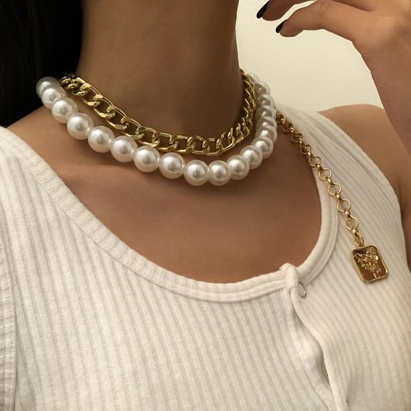 chokers fashion big pearl necklace women's long tassel double pendant jewelry gift accessories 2021, Golden;silver
chokers fashion big pearl necklace women's long tassel double pendant jewelry gift accessories 2021, Golden;silver
