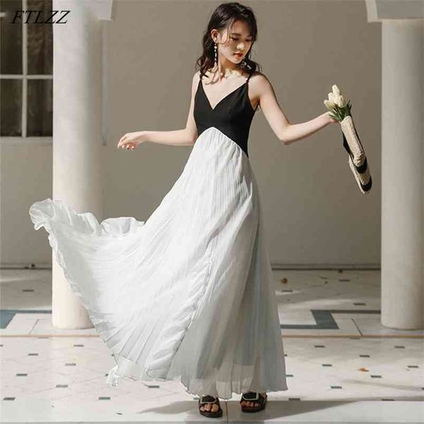 summer chiffon backless sling long dress women elegant v-neck a-line skirt black splicing white high waist gown dresses 210430, Black;gray
summer chiffon backless sling long dress women elegant v-neck a-line skirt black splicing white high waist gown dresses 210430, Black;gray