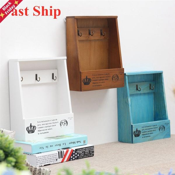 retro wall mounted storage box wooden organizer key hanging hooks mail small objects shelf basket & rails
retro wall mounted storage box wooden organizer key hanging hooks mail small objects shelf basket & rails