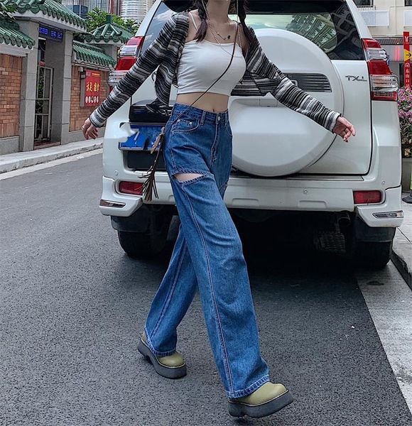 women's jeans cotton loose girls denim pants holes at thigh vintage washed straight fashion lady blue
women's jeans cotton loose girls denim pants holes at thigh vintage washed straight fashion lady blue