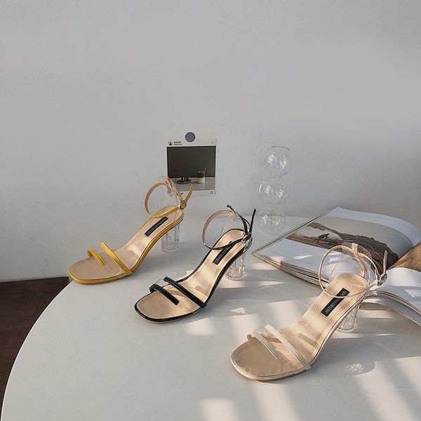dress shoes transparent word belt fashion sandals female fairy wind 2021 summer thick with wild high heels, Black
dress shoes transparent word belt fashion sandals female fairy wind 2021 summer thick with wild high heels, Black