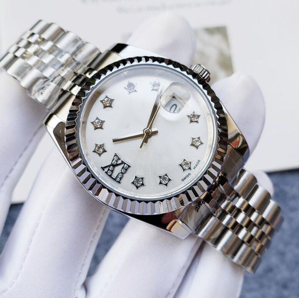 new crescent bezel 36mm letter diamond women's watch automatic mechanical stainless steel wristband fashion men's watches gift, Slivery;brown
new crescent bezel 36mm letter diamond women's watch automatic mechanical stainless steel wristband fashion men's watches gift, Slivery;brown