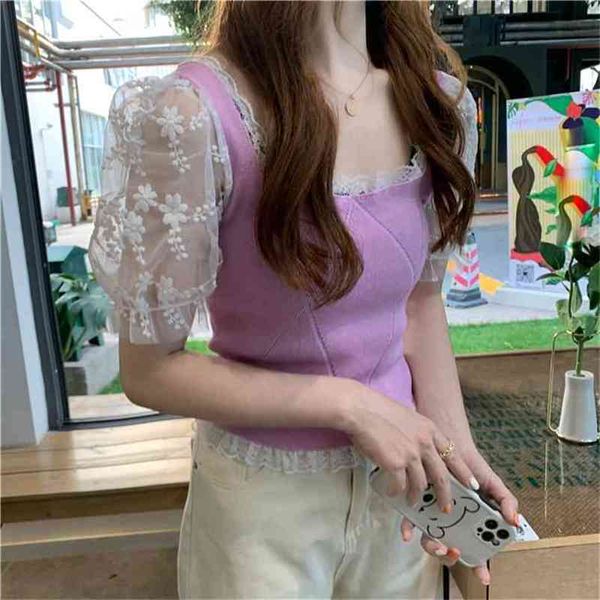 summer french retro square neck embroidered lace bubble sleeves slim short wooden ear sweater t-shirt women's 210529, White
summer french retro square neck embroidered lace bubble sleeves slim short wooden ear sweater t-shirt women's 210529, White