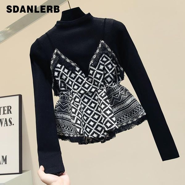women's sweaters turtleneck sweater women 2021 winter knit jacket short fake twopiece thick black slim waist ladies jumper, White;black
women's sweaters turtleneck sweater women 2021 winter knit jacket short fake twopiece thick black slim waist ladies jumper, White;black