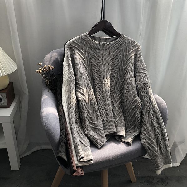 women's autumn winter causal version oversized pullover bottoming long sleeved o neck twist sweater chic female 210520, White;black
women's autumn winter causal version oversized pullover bottoming long sleeved o neck twist sweater chic female 210520, White;black