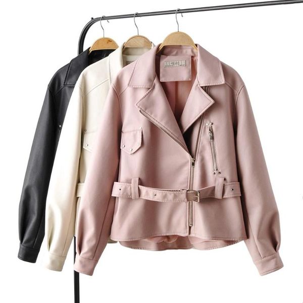 women's leather & faux 2021 brand autumn women jacket casual loose soft pu motorcycle punk coat female zipper rivet outerwear belt, Black
women's leather & faux 2021 brand autumn women jacket casual loose soft pu motorcycle punk coat female zipper rivet outerwear belt, Black