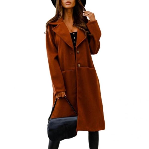 women's trench coats warm fabulous turn-down collar cardigan woolen winter jacket wear resistant lady coat solid color for going out, Tan;black
women's trench coats warm fabulous turn-down collar cardigan woolen winter jacket wear resistant lady coat solid color for going out, Tan;black