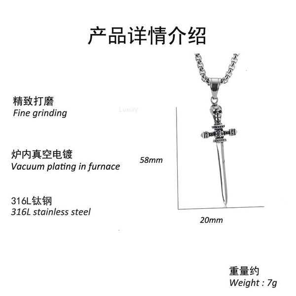 fashion design necklace pendant luxury jewelry titanium steel sword cross gothic male and female stainless accessories, Silver
fashion design necklace pendant luxury jewelry titanium steel sword cross gothic male and female stainless accessories, Silver