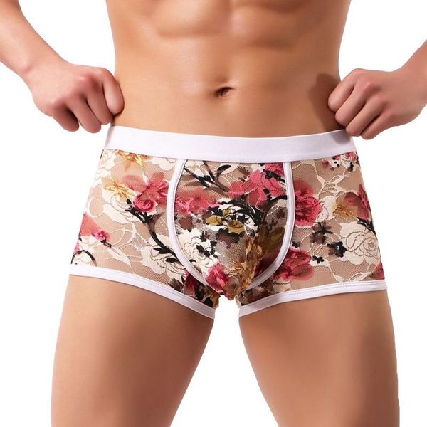 underwear men flower print mesh transparent breathable boxers underpants ultra-thin lace soft boxer shorts, Black;white
underwear men flower print mesh transparent breathable boxers underpants ultra-thin lace soft boxer shorts, Black;white