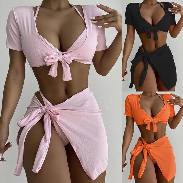 two-piece suits style bikini four-piece swimsuit american women's solid color swimwear multi-piece suit bathing women
two-piece suits style bikini four-piece swimsuit american women's solid color swimwear multi-piece suit bathing women