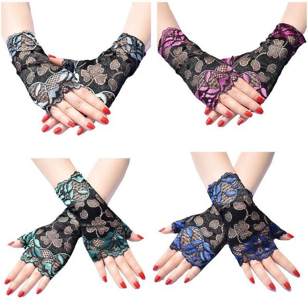 five fingers gloves women summer thin sunscreen fingerless hollow jacquard floral lace contrast color dance party driving mittens, Blue;gray
five fingers gloves women summer thin sunscreen fingerless hollow jacquard floral lace contrast color dance party driving mittens, Blue;gray