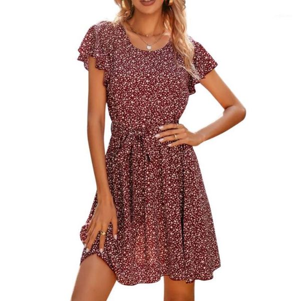 casual dresses women dress maroon floral printed pattern round collar short sleeve, Black;gray
casual dresses women dress maroon floral printed pattern round collar short sleeve, Black;gray