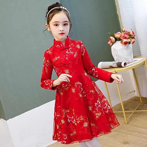 flower girl dresses princess lace embroidery year's dress holiday performance christmas party banquet ethnic clothing, Red
flower girl dresses princess lace embroidery year's dress holiday performance christmas party banquet ethnic clothing, Red