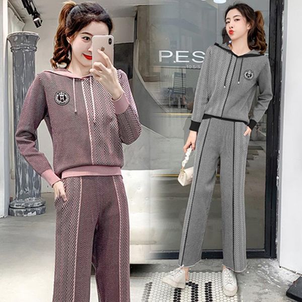 women's two piece pants designer chic ins spring/autumn hooded women sweater + knitted wide leg pant 2 set design pocket sweatshirt sui, White
women's two piece pants designer chic ins spring/autumn hooded women sweater + knitted wide leg pant 2 set design pocket sweatshirt sui, White