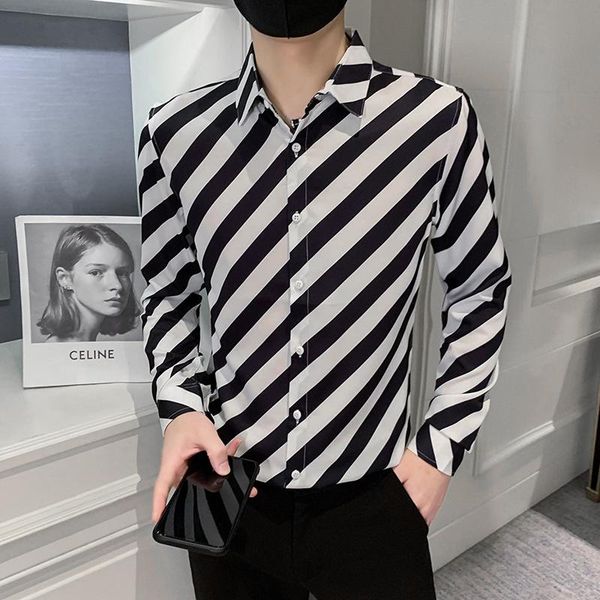 men's casual shirts autumn fashion diagonal stripes men clothing long sleeve simple slim fit shirt office blouse homme sale, White;black
men's casual shirts autumn fashion diagonal stripes men clothing long sleeve simple slim fit shirt office blouse homme sale, White;black