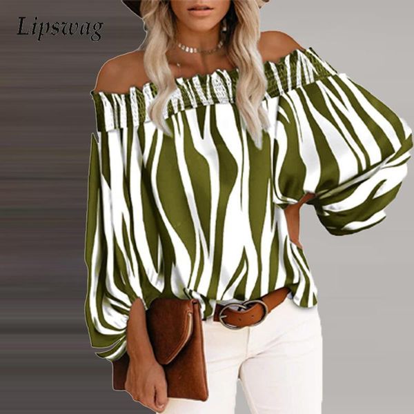 women's blouses & shirts women off shoulder elastic 2021 striped print lantern sleeve shirt pullover autumn long ladies elegant office, White
women's blouses & shirts women off shoulder elastic 2021 striped print lantern sleeve shirt pullover autumn long ladies elegant office, White