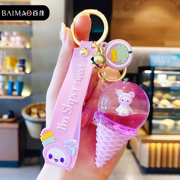 key chain creative oil floating ice cream mengbao trend crystal ring bag lovers accessories, Silver
key chain creative oil floating ice cream mengbao trend crystal ring bag lovers accessories, Silver