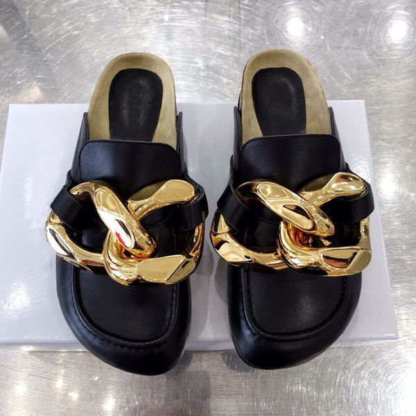2021 new niche genuine leather personality exaggerated metal chain thick bottom big head toe cap mules shoes european and american style sli, Black
2021 new niche genuine leather personality exaggerated metal chain thick bottom big head toe cap mules shoes european and american style sli, Black