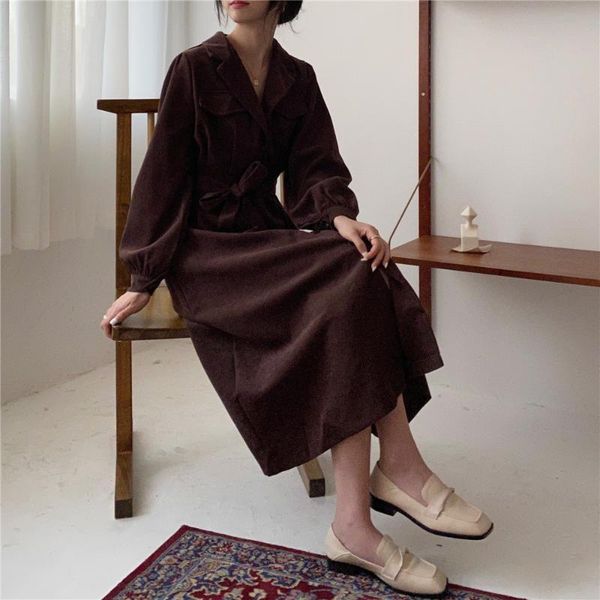 casual dresses spring autumn chic elegant long trench dress women ol work wear office corduroy solid maxi vestidos, Black;gray
casual dresses spring autumn chic elegant long trench dress women ol work wear office corduroy solid maxi vestidos, Black;gray
