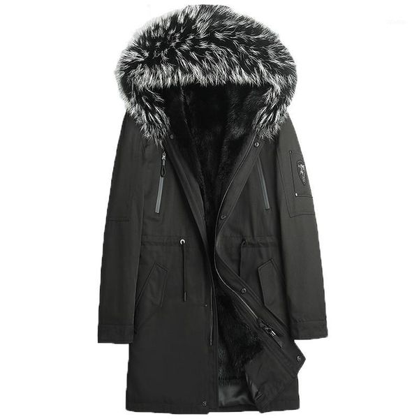 men's leather & faux real fur coat men natural mink coats winter jacket raccoon collar long warm luxury parkas bl18060 kj1532, Black
men's leather & faux real fur coat men natural mink coats winter jacket raccoon collar long warm luxury parkas bl18060 kj1532, Black
