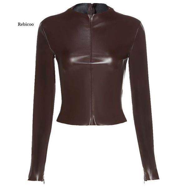 women's jackets autumn slim brown pu leather womens fashion high street zipper casual thin jacket ladies loose basic, Black;brown
women's jackets autumn slim brown pu leather womens fashion high street zipper casual thin jacket ladies loose basic, Black;brown