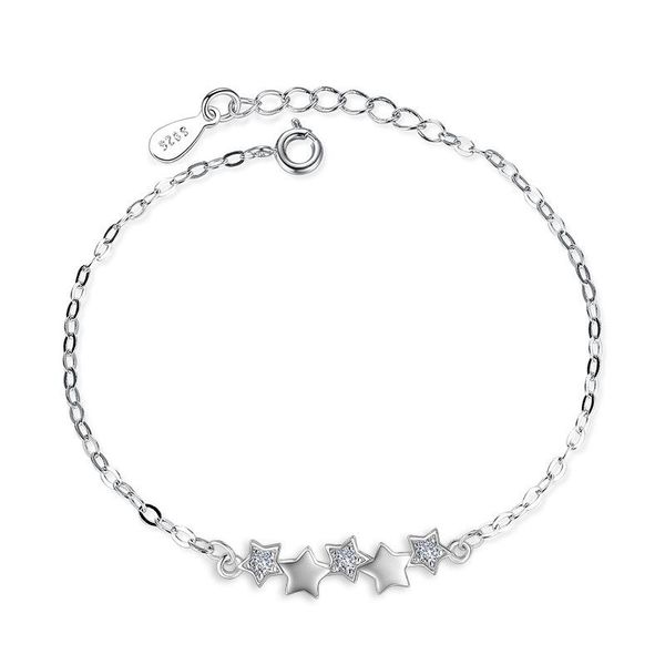 link, chain 925 sterling silver romantic lovely fashion female handmade jewelry zircon crystal five-pointed star bracelet, Black
link, chain 925 sterling silver romantic lovely fashion female handmade jewelry zircon crystal five-pointed star bracelet, Black