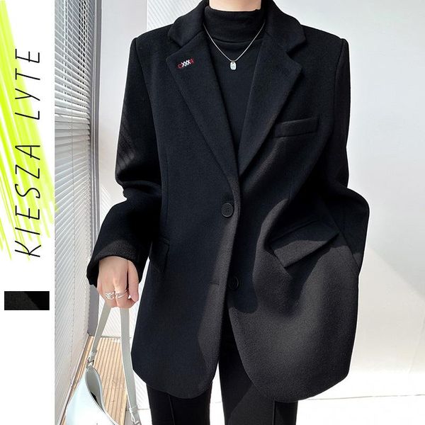 women's suits & blazers black woolen suit jacket women winter solid casual loose wool thick coats high fashion outwear, White;black
women's suits & blazers black woolen suit jacket women winter solid casual loose wool thick coats high fashion outwear, White;black