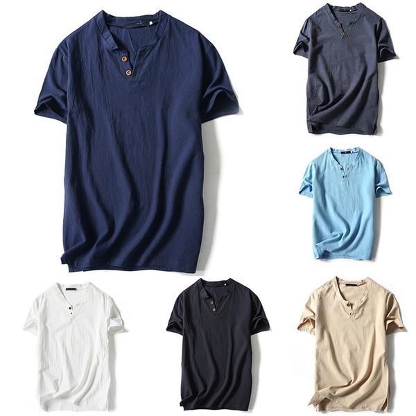 men's t-shirts men cotton linen button tee short sleeve casual shirts summer solid color large size -5xl fashion, White;black
men's t-shirts men cotton linen button tee short sleeve casual shirts summer solid color large size -5xl fashion, White;black