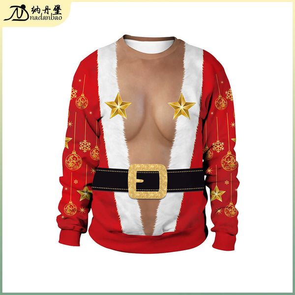 2021 autumn christmas new simulated muscle print christmas pullover round neck christmas couple's sweater women, Black
2021 autumn christmas new simulated muscle print christmas pullover round neck christmas couple's sweater women, Black