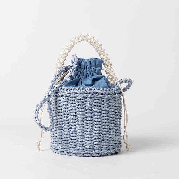 shopping bags fashion pearl chain handle summer straw handmake bucket beach handbags solid drawstring crossbody purses for women 220303
shopping bags fashion pearl chain handle summer straw handmake bucket beach handbags solid drawstring crossbody purses for women 220303