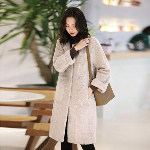 women's wool & blends mink coat medium and long autumn winter tweed thickened hepburn romantic thin plaid, Black
women's wool & blends mink coat medium and long autumn winter tweed thickened hepburn romantic thin plaid, Black