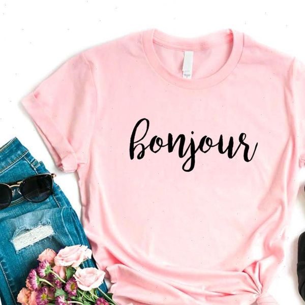 bonjour women t shirt print tshirt cotton casual funny gift for lady yong girl tee 6 color drop ship, White
bonjour women t shirt print tshirt cotton casual funny gift for lady yong girl tee 6 color drop ship, White