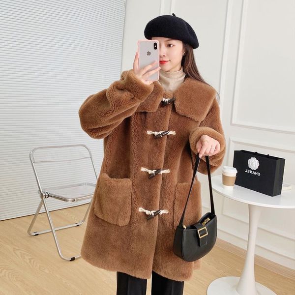 women's fur & faux women 2021 winter solid sheep shearling outwear femal long genuine lamb jackets ladies single breasted warm coats a4, Black
women's fur & faux women 2021 winter solid sheep shearling outwear femal long genuine lamb jackets ladies single breasted warm coats a4, Black