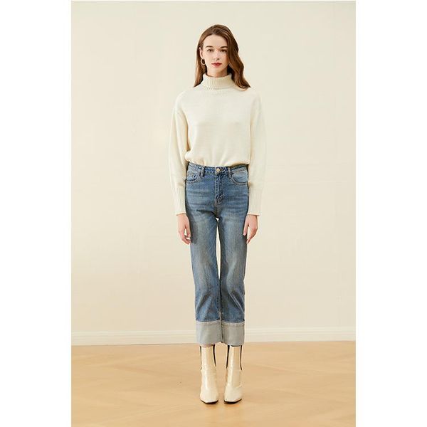 women's jeans design high waist stretch stitched straight pants autumn winter fashion classic trendy nine point woman, Blue
women's jeans design high waist stretch stitched straight pants autumn winter fashion classic trendy nine point woman, Blue