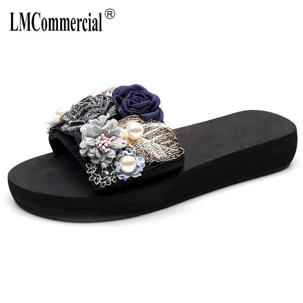 slippers sandals female summer wear fashion high heel thick bottom one word anti-slip flower color matching slope beach, Black
slippers sandals female summer wear fashion high heel thick bottom one word anti-slip flower color matching slope beach, Black