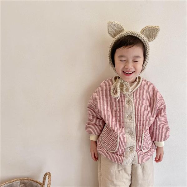 down coat winter girls striped pockets cotton-padded jackets baby girl fashion thicken warm quilted, Blue;gray
down coat winter girls striped pockets cotton-padded jackets baby girl fashion thicken warm quilted, Blue;gray