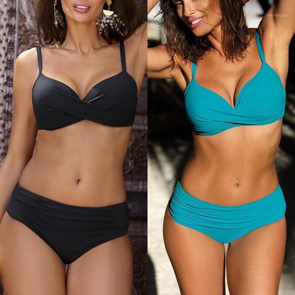 bikini swimwear women high waist swimsuit solid color set biquini beach wear padded push up women's, White;black
bikini swimwear women high waist swimsuit solid color set biquini beach wear padded push up women's, White;black