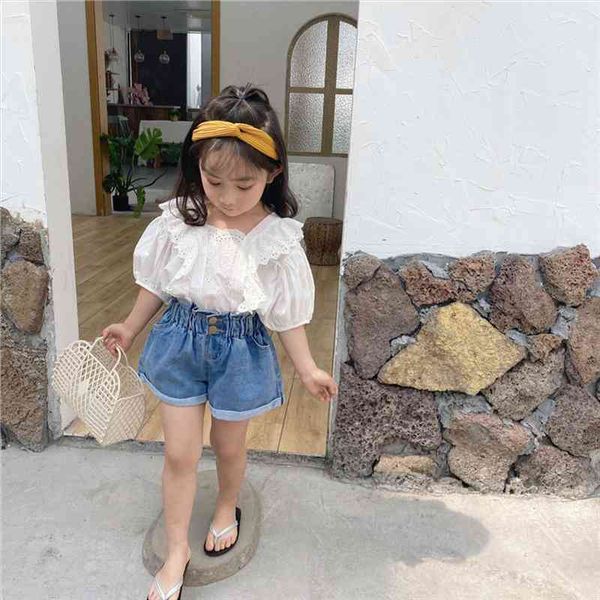 baby summer shirt suit wear puff sleeve white children fashion clothing set for girls short pants jeans kid birthday 
baby summer shirt suit wear puff sleeve white children fashion clothing set for girls short pants jeans kid birthday
